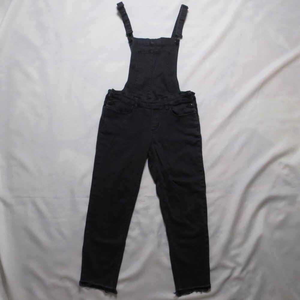BULLHEAD womens OVERALLS faded black JEAN frayed DENIM pants BOHO SIZE S